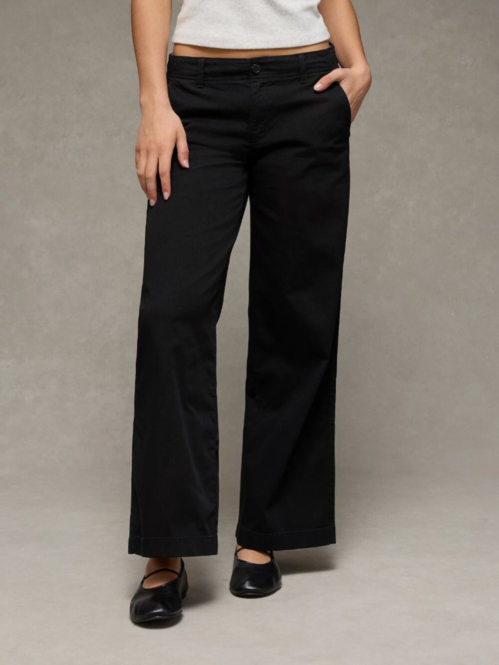 AE Low-Rise Wide-Leg Khaki Pant - Size 8